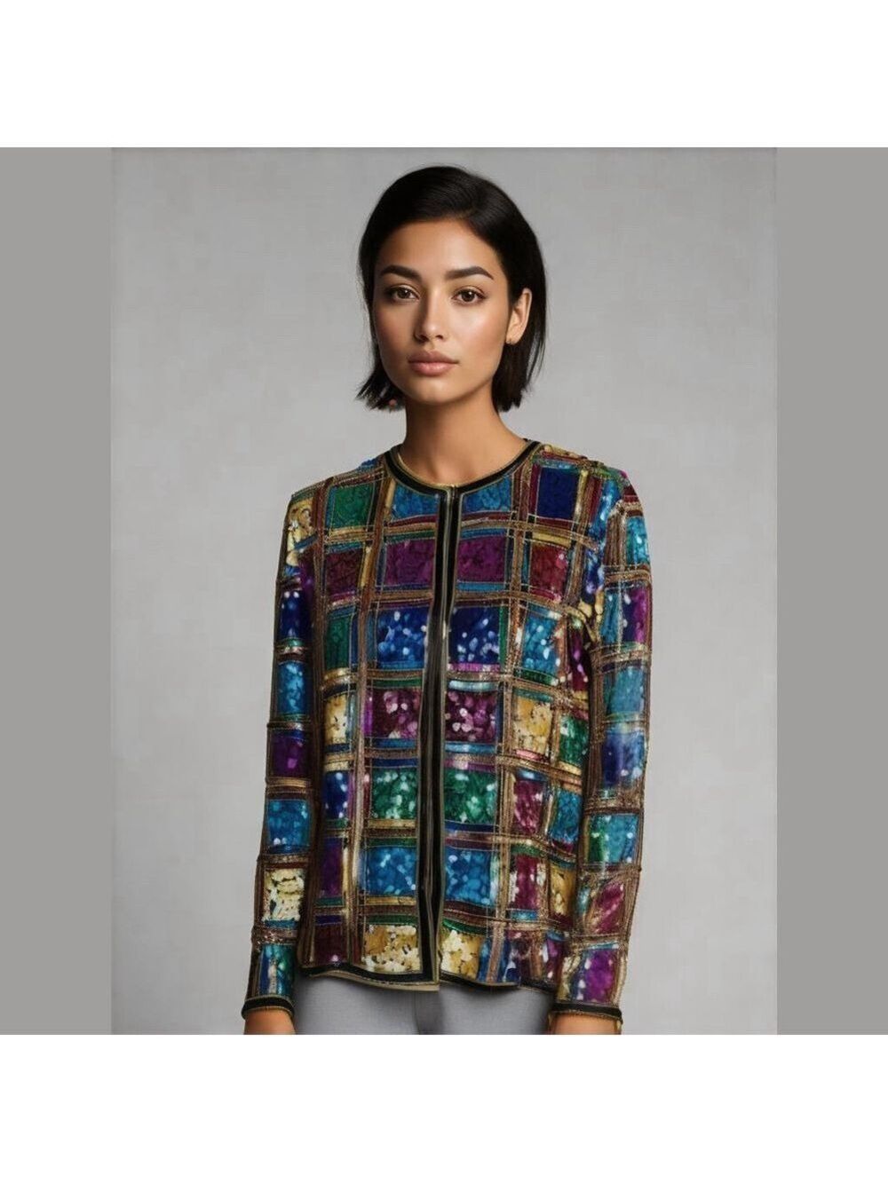 Laurence Kazar Petite Medium Sequin Evening Jacket